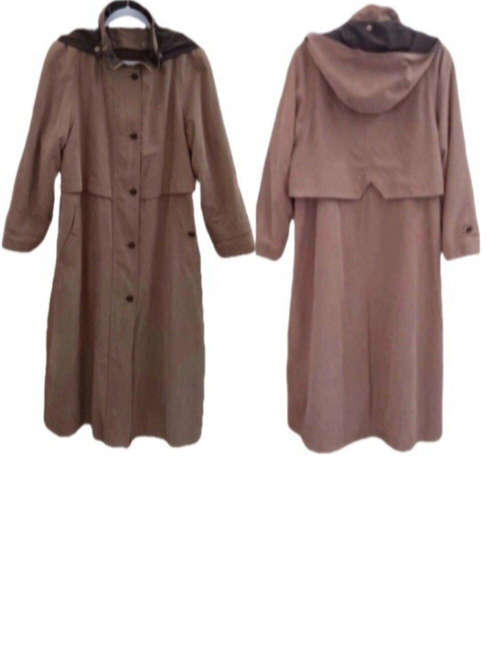 Fleet Street Tan Hooded Long  Coat | EUC | Extra Lining Wool Blend